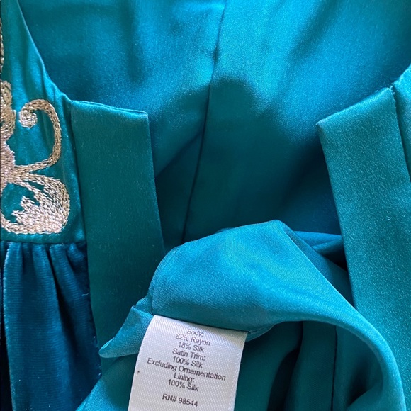 Beth Bowley 2pc blue velvet silk lined dress w/faux 🐆 coat - Picture 9 of 13